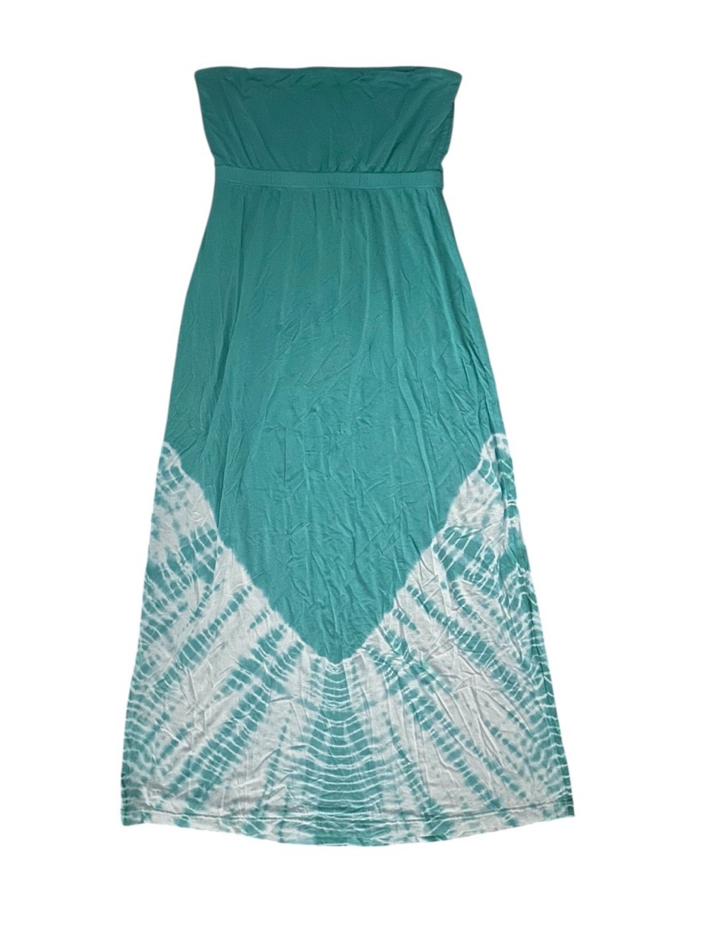 Gypsy Teal and White Strapless Tie-Dye Maxi Dress XS